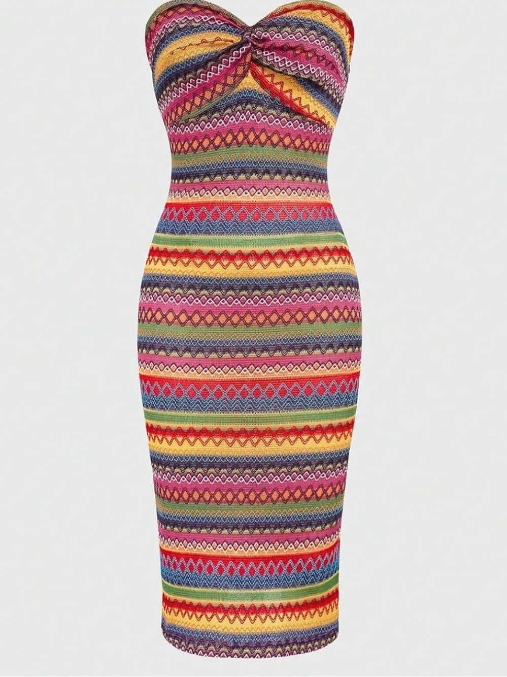 Multicolor Strapless Bodycon Dress - Picture 1 of 2